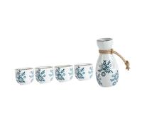 NESTINGHO Ceramic Sake Pot and Wine Cup Orchid-patterned Pot with Matching Cups Smooth Surface Classic Chinese Style for Hotels Restaurants and Home Use