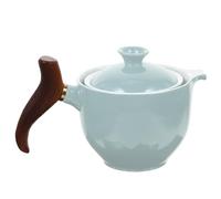 NESTINGHO Ceramic Teapot 300ml with Thermal Insulation and Wooden Handle, Practical Reusable Tea Kettle for Household and Travel Use, Special Shape English Tea Pot