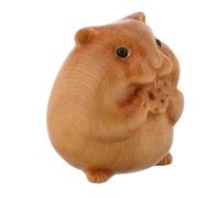 NESTINGHO Collectible Cast Iron Mice Ornaments Hand Carved Wooden Animal Decoration Mini Hamster Figurine with Adorable Design for Desktop and Office Decor