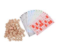 NESTINGHO Complete Bingo Game Set with Red Wooden Chess Pieces and Paper Number Cards, Practical Party Chess Game to Enhance Critical Thinking Skills