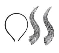 NESTINGHO Demon Horn Headband with Comfortable Fit and Quick Transformation Halloween Silver Pu Material Gothic Realistic Horn Costume Accessory for Women Adults for Cosplay Party