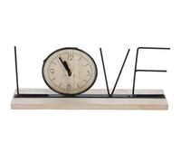 NESTINGHO Desktop Decoration Clock Vintage Wooden and Iron Desk Clock with Love Letter Moulding, Practical and Decorative for Office and Multiple Occasions