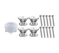 NESTINGHO DIY Silicone Pull Handle Mold Set for Drawer Knobs Hexagonal Facet Design, Includes 4 Pull Handle Bases and 10Pcs 25Mm Drawer Screws, Resin Casting Mold for Cabinet and Furniture