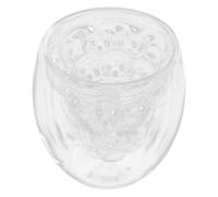 NESTINGHO Double Walled Insulated Glass Cup 350ml with Embossed Grape Design Largebodied Heat Resistant Whisky Glass for Bar Occasions