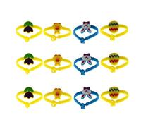 NESTINGHO Easter Wristbands for Easter Day Party Accessories Protect The Wrist 12pcs Cartoon Chick, Flower and Bunny Designs, Easy to Take for Silicone Bracelets