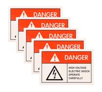NESTINGHO Electric Warning Stickers Paper Decals 5 Pcs High Visibility English Warnings Safety Hazard Signs for Factories and Homes
