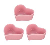 NESTINGHO Flavored Sauce Holder 3Pcs Pink Heart-Shaped Ceramic Snack Bowls 90Ml for Mustard and Soy Sauce Serving