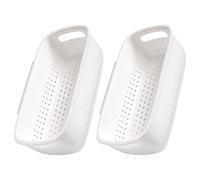 NESTINGHO Fruit Strainer Basket Plastic Double Layer Kitchen Draining Basket Wall-Mounted for Indoor Food Washing and Storage 2Pcs