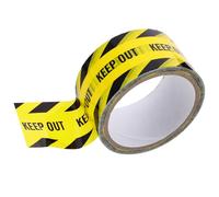 NESTINGHO Keep out Safety Barrier Tape Roll 4.8cm X 250m Yellow Background Black Letter Self Adhesive Warning Stripes Tape for Walls Floors Industrial Use