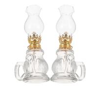 NESTINGHO Kerosene Retro with Lamps Illumination Vintage 2pcs Stable Glass and Emergency Lighting , Decorative Oil Lamps for Weddings and Festive Gatherings