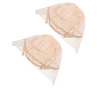 NESTINGHO Lace Wig Cap Full Coverage Skull Cap Beige 2pcs for Women with Adjustable Straps and Elastic Bands Featuring Right Side Parting, Comfortable Longterm Wear, Resilience