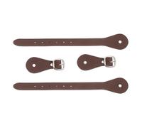 NESTINGHO Leather Adjustable Spur Straps Western Boot Straps Set 2Pcs Dark Brown Genuine Leather for Men and Women Equestrian Outdoor Use
