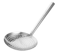 NESTINGHO Magnetic Stainless Steel Large Capacity Strainer Spoon with Slotted Design for Scooping Noodles and Filtering Oil, for Cooking and Restaurant Use