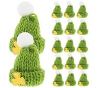 NESTINGHO Mini Green Knit Hats Irish Themed for Dolls 20pcs St Patrick's Day Delicate Yarn Accessories Party Favors for Holiday Decorations and Party Costumes