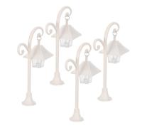NESTINGHO Miniature Street Lamp and Easy Installation for Dollhouse 4pcs with White LED Vintage Lamp Post, Realistic Illumination Abs Material for Street and Alley Model Layouts