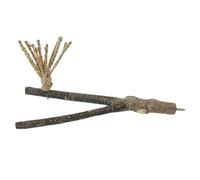 NESTINGHO Natural Wood Bird Chewing Toy for Parrots and Budgies Golden Fork Branch Perch Stand Bird Cage Accessory for Grinding Beak and Scratching Claws