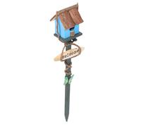 NESTINGHO Outdoor Bird House Stake with Blue Rattan and Wood Material for Garden Flexible and Not Easily Deformed Decorative Nest for Garden and Park Scene Decor