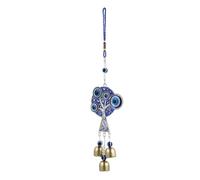 NESTINGHO Outdoor Hanging Decor Blue Alloy Wind Chime with Evil Eye and Life Tree Design, Elegant Garden Ornament for Home and Christmas Decoration, Producing Soothing Wind Chime Sound