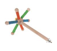 NESTINGHO Parrot Rotating Perch Toy Wooden Hemp Rope Interactive Chewable Stand for Bird Cages Exercise Motivation Long-term Engagement for Parakeets Macaws