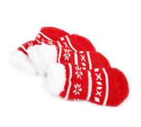NESTINGHO Pet Cotton Socks to Keep Paws Clean and Warm against Ice and Salt 4pcs Christmas Style Size S, Red Non-slip Paw Protectors for Dogs and Cats