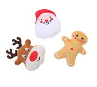 NESTINGHO Pet Plush Chew 3Pcs Christmas Pattern Soft Catnip Filled Santa Reindeer Gingerbread Man for Puppy Dog Cat Random Style