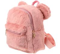 NESTINGHO Plush Backpack for Women with Bear Ears, Roomy and Comfortable Touch Feeling, Pink Fluffy Backpack Suitable for Travel and Wandering with Friends