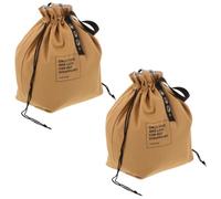 NESTINGHO Reusable Canvas Drawstring Lunch Bags Japanese Style 2pcs with Aluminum Foil Insulation, Lightweight Spill-Resistant Tote Bags with Handle for Work and Gym