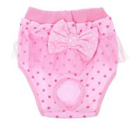 NESTINGHO Reusable Dog Diapers Pink Lace Bowknot Female Sanitary Pants Size S for Heat Cycle and Bladder Control