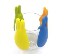 NESTINGHO Silicone Rabbit Wine Glass Markers to Identify Wine Glasses 5pcs Creative and Unique Glass Identification Charms with Festive Fun Random Color for Party and Gathering