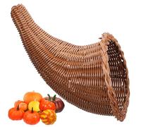 NESTINGHO Small Woven Cornucopia Basket for Bread Serving and Snack Storage, Lightweight and Safe Pp Material with Khaki Colour, for Home Decoration and Kitchen Use