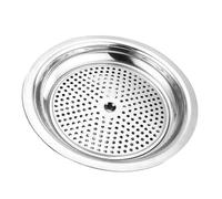 NESTINGHO Stainless Steel Dumpling Steaming Plate in Silver with Double-Layer Drain Design, Sturdy Kitchen Draining Plate Simple and Generous Style for Restaurants and Kitchens