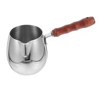 NESTINGHO Stainless Steel Milk Frothing Pitcher Jug with 300ml Capacity and Wood Handle, Inner Scale Markings for Precise Pouring, for Home and Professional Use