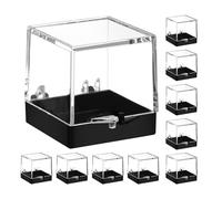 NESTINGHO Stone Display Boxes 10Pcs, 3.5X3.5Cm Plastic Cases for Gemstones, Mineral Specimens, Small Collectibles, Dust-Resistant Home Decor Display