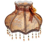 NESTINGHO Tassel Lamp Cover Vintage Victorian Table Lamp Shade in Coffee Colour with Decorative Diffuse Lighting and Protective Cloth Material for Living Room and Bedroom