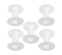 NESTINGHO Thread Spools Wire Plastic 5 Pcs White Empty Bobbins for Embroidery Yarn and Ribbon Crafts with Elastic Cord for Organizing Sewing Supplies