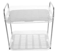 NESTINGHO Two-tier Drying Rack Kitchen Cup Storage Shelf with Draining Tray, Pet and Stainless Steel Material, Sleek Modern Design for Home and Pantry Organization