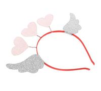 NESTINGHO Valentine Heart Headband with Pink Felt and Glitter Angel Wings, Lightweight and Easy to Wear Party Headdress for Creative Photos and Festival Accessories
