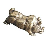 NESTINGHO Vintage Brass Rhinoceros Statue Ornament Miniature Animal Figurine for Indoor Tabletop Decoration, Practical and Sturdy Collectible Home Décor Accent