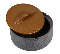 NESTINGHO Vintage Ceramic Ashtray with Lid Dustproof and Windproof Retro Ashtray for Office and Patio Decorative Desktop Ornament