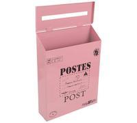 NESTINGHO Vintage Iron Letter Box Wall Mounted Mailbox Easy to Install Pink Simple Style Wall Mount Mailboxes for Families and Institutions