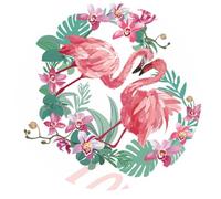 NESTINGHO Waterproof Self Adhesive Round Tile Sticker with Love Flamingo Design, Non-Slip Floor Sticker Made of Sturdy PVC for Tiles and Room Decoration