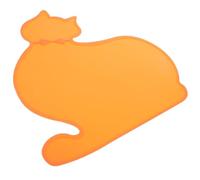 NESTINGHO Waterproof Silicone Pet Placemat in Cat Shape for Cats and Dogs, Orange Colour, Heat Insulated and Anti-slip Feeding Mat to Keep Home Clean, Size 47x36.5cm, for Indoor Use