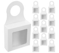 NESTINGHO Wine Or Birthday White Paper 12pcs Bottle with Window Boxes and Bottle Hanger Packaging Suitable for Beer and Whiskey for Housewarming