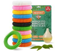 NESTIXY Mosquito Repellent Bracelet 12 Pcs, Adjustable Leather Band, Deet Free Travel Essentials, Insect Repellent Bracelet - 350 Hours Mosquito Repellent, Natural Anti-Mosquito Suitable for All Ages.