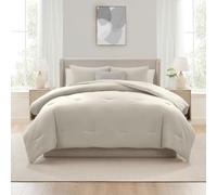 Nestl 3 Piece Comforter Set - All Season Lightweight Solid Full Size Bedding Set - Oatmeal