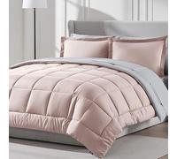 Nestl 7 Piece Full Comforter Set - Blush Pink Reversible Bed in a Bag - Complete Full Size Bedding Set with Sheets, Pillowcases and Shams