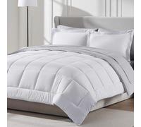 Nestl 7 Piece Full Comforter Set - White Reversible Bed in a Bag - Complete Full Size Bedding Set with Sheets, Pillowcases and Shams