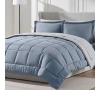 Nestl King Size Comforter Set 7 Pieces - Reversible King Comforter Set Stone Blue, Bed in a Bag King, All Season King Bed Set, King Bedding Set with Flat Sheet, Fitted Sheet, Pillowcases and Shams