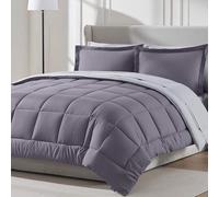 Nestl 7 Piece Queen Comforter Set - Grayish Purple Reversible Bed in a Bag - Complete Queen Size Bedding Set with Sheets, Pillowcases and Shams