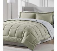 Nestl 7 Piece Queen Comforter Set - Light Sage Reversible Bed in a Bag - Complete Queen Size Bedding Set with Sheets, Pillowcases and Shams